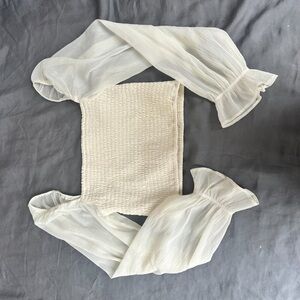 Oak + Fort Tube Top with Chiffon Sleeves (S)